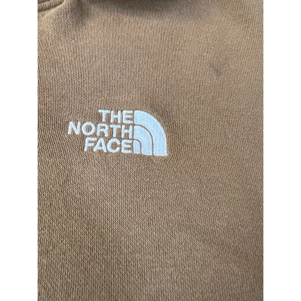 The North Face Men's L Brown Circular Design Pullover Fleece Hoodie Logo Pockets
